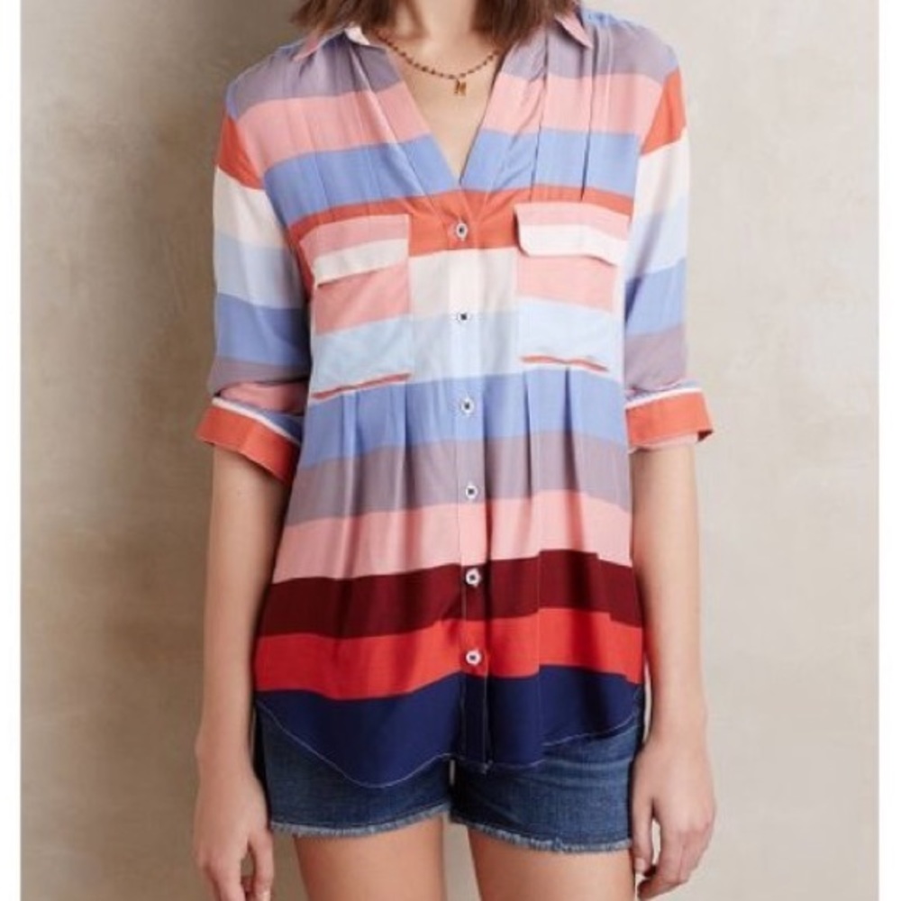 Anthropologie 70s-vibe striped blouse