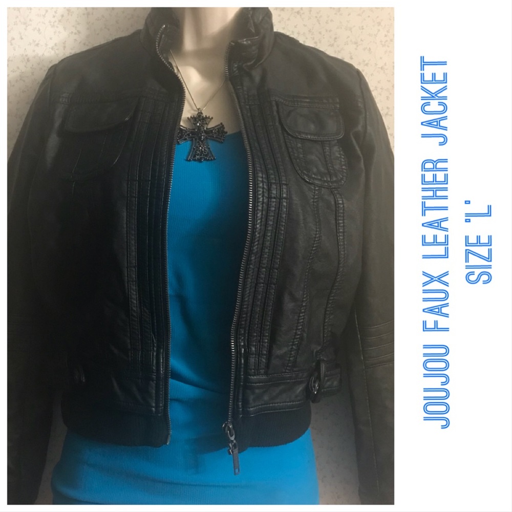 JouJou Black faux leather jacket size LG