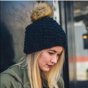 Chunky Knit Hat with Pom