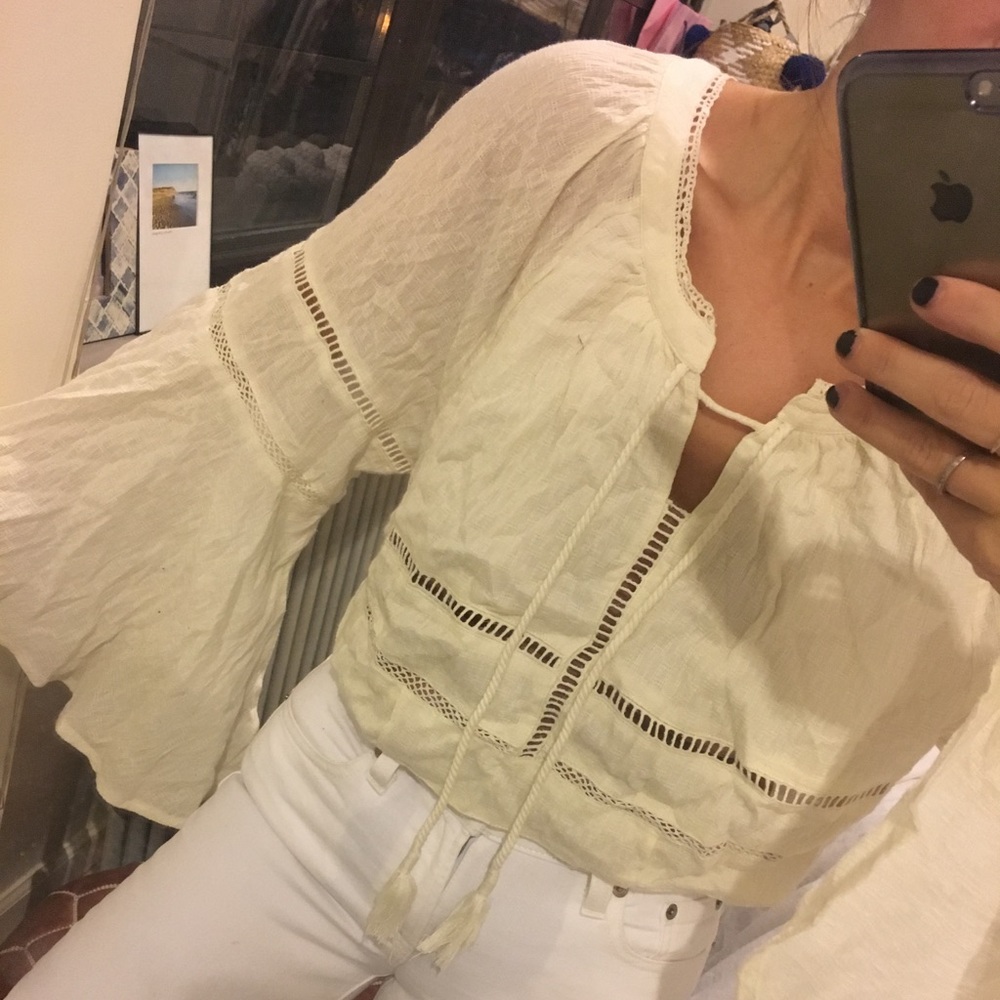 Free People long sleeve boho crop top