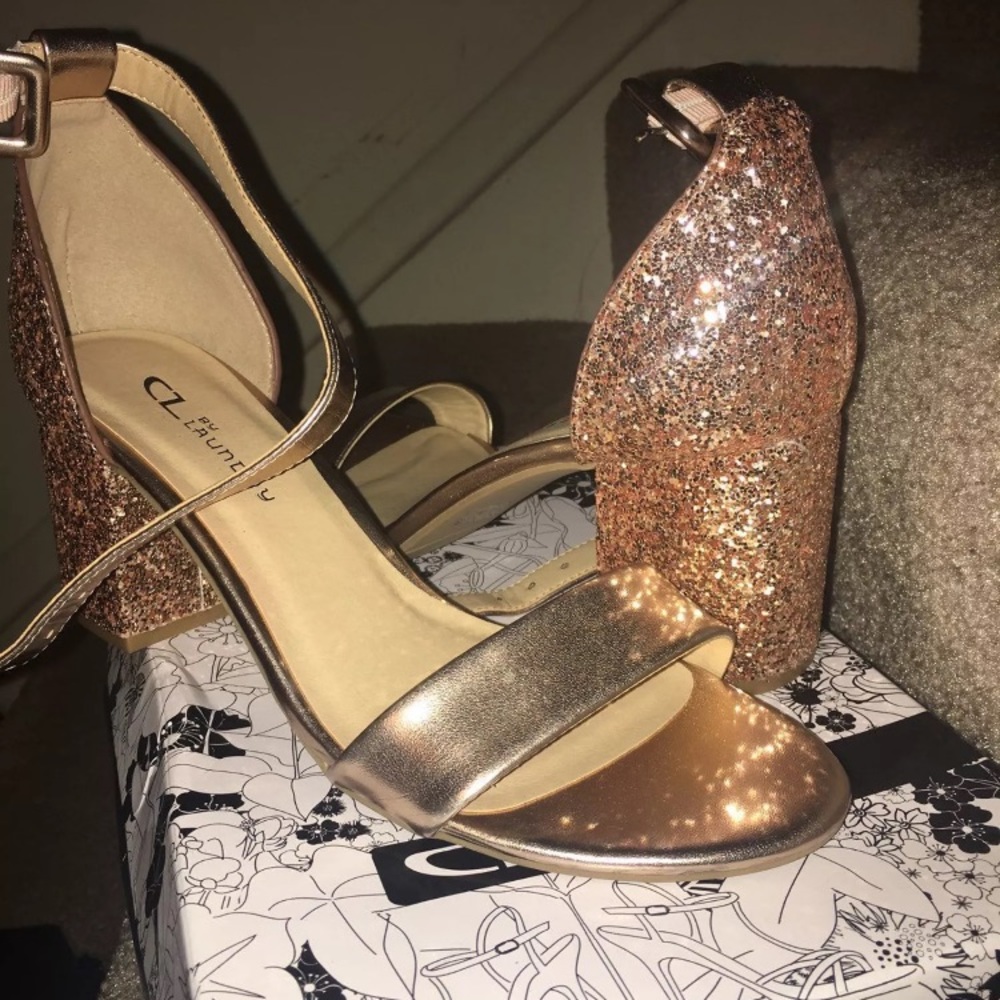 Chinese Laundry Rose Gold Glitter Heels