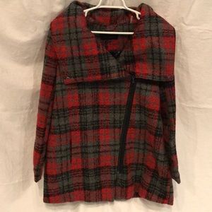 Steve Madden Plaid Jacket in Red Plaid Sz Large