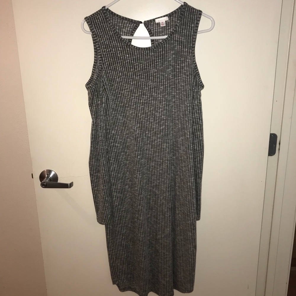 Cold shoulder Grey ribbed Dress