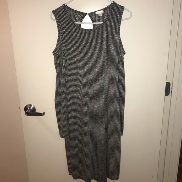 Cold shoulder Grey ribbed Dress - Picture 1 of 2
