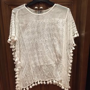 tassel  swimsuit cover up Top Sz Large NWT