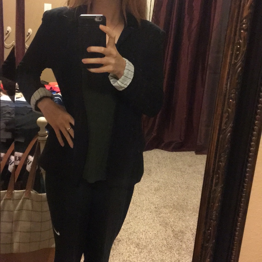Black Blazer With Pinstripe Inside Pattern