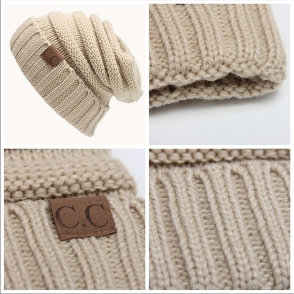 1 Left❗️CC Cream Slouch Beanie - Picture 2 of 3