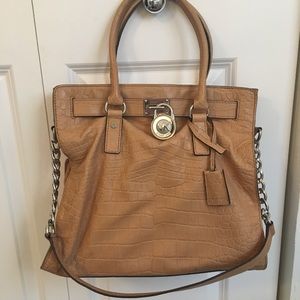 Camel Michael Kors Hamilton Satchel