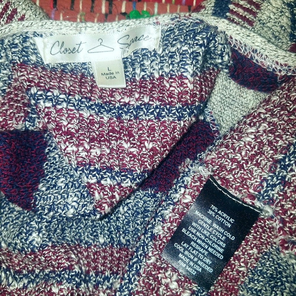 Navy White Tribal Aztec Southwest Cardigan Sweater - Picture 3 of 4