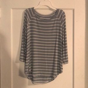 american eagle blue and white stripped top