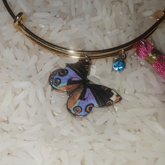 NWT Butterfly tassel charm adjustable Bangle - Picture 2 of 2