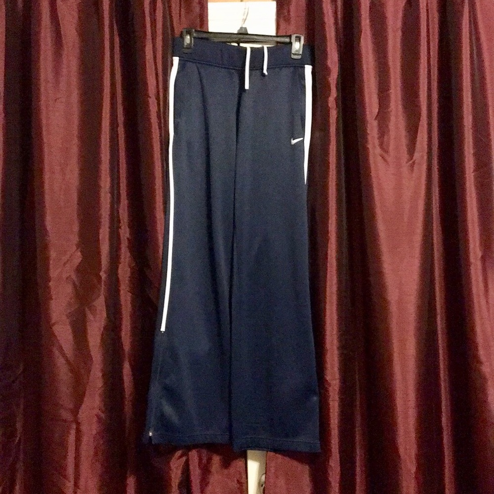 Nike Navy Dri-Fit Tie Sweatpants W/ Zipped Bottom