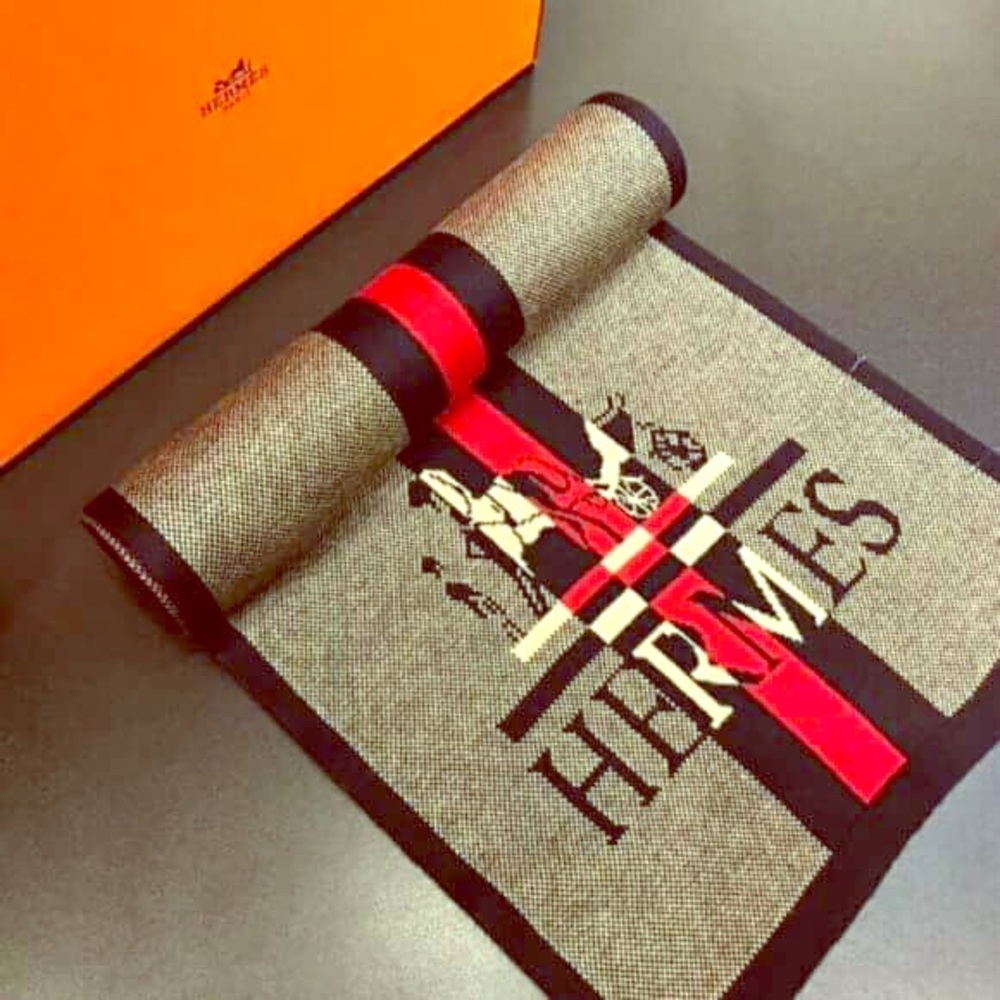 Hermes clutch wool large scarf and bracelet
