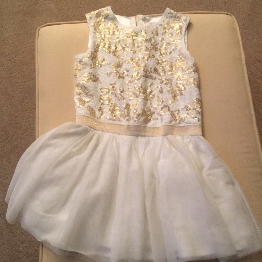 cream and gold party dress