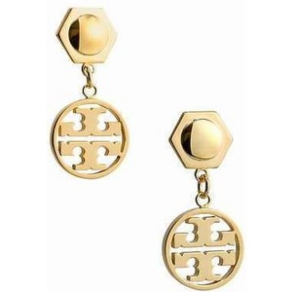 Tory Burch Circle Logo Drop Earrings