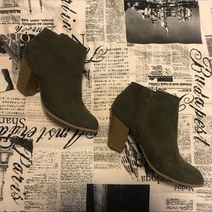 Olive green heeled booties