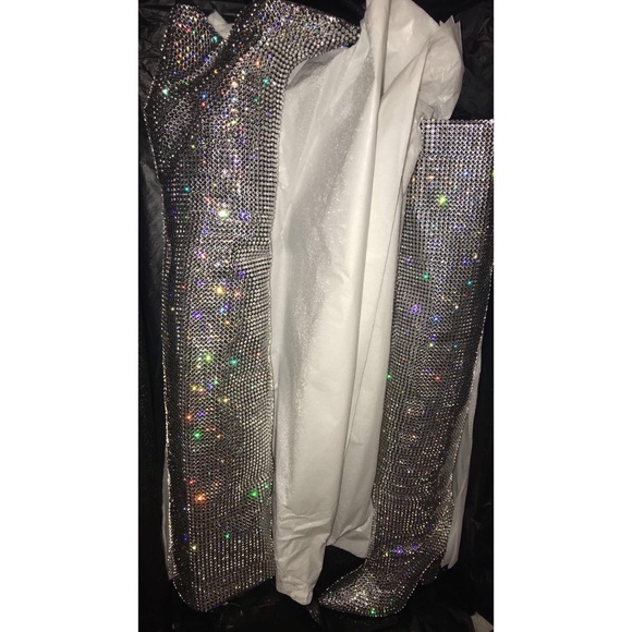 SAINT LAURENT NIKI Crystal Swarovski Slouch Boots - Picture 3 of 13