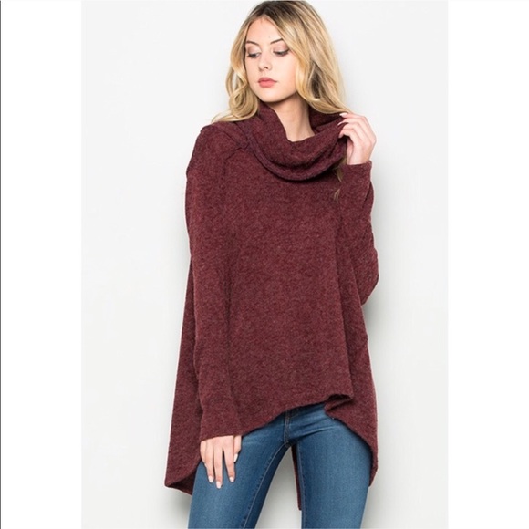 Wine Cowl Neck Sweater - Picture 2 of 3