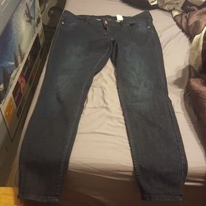 Dark blue faded look skinny jeans