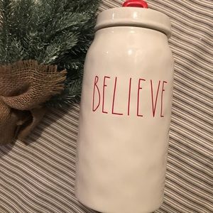 Rae Dunn Believe Canister