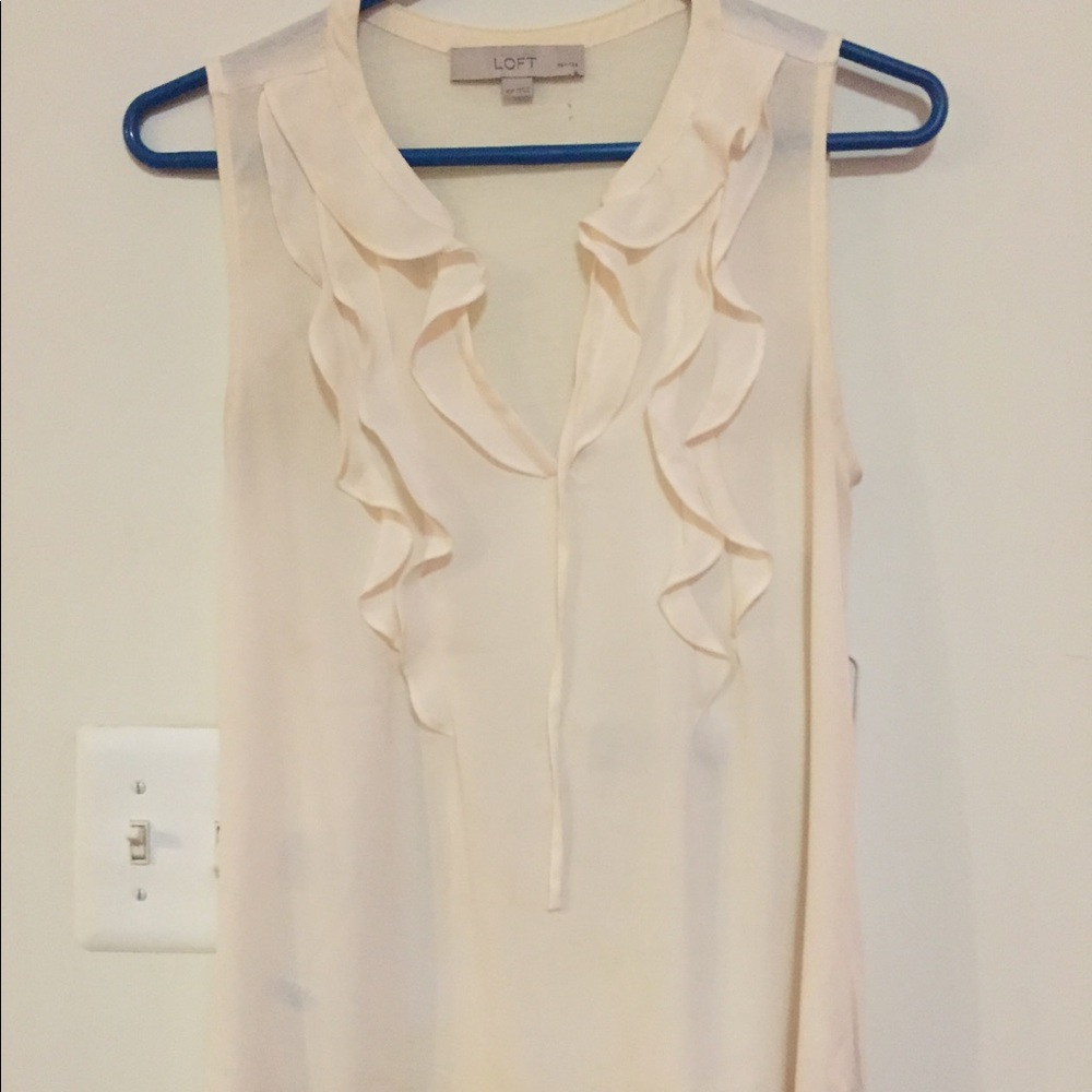 LOFT Ivory Ruffle Blouse