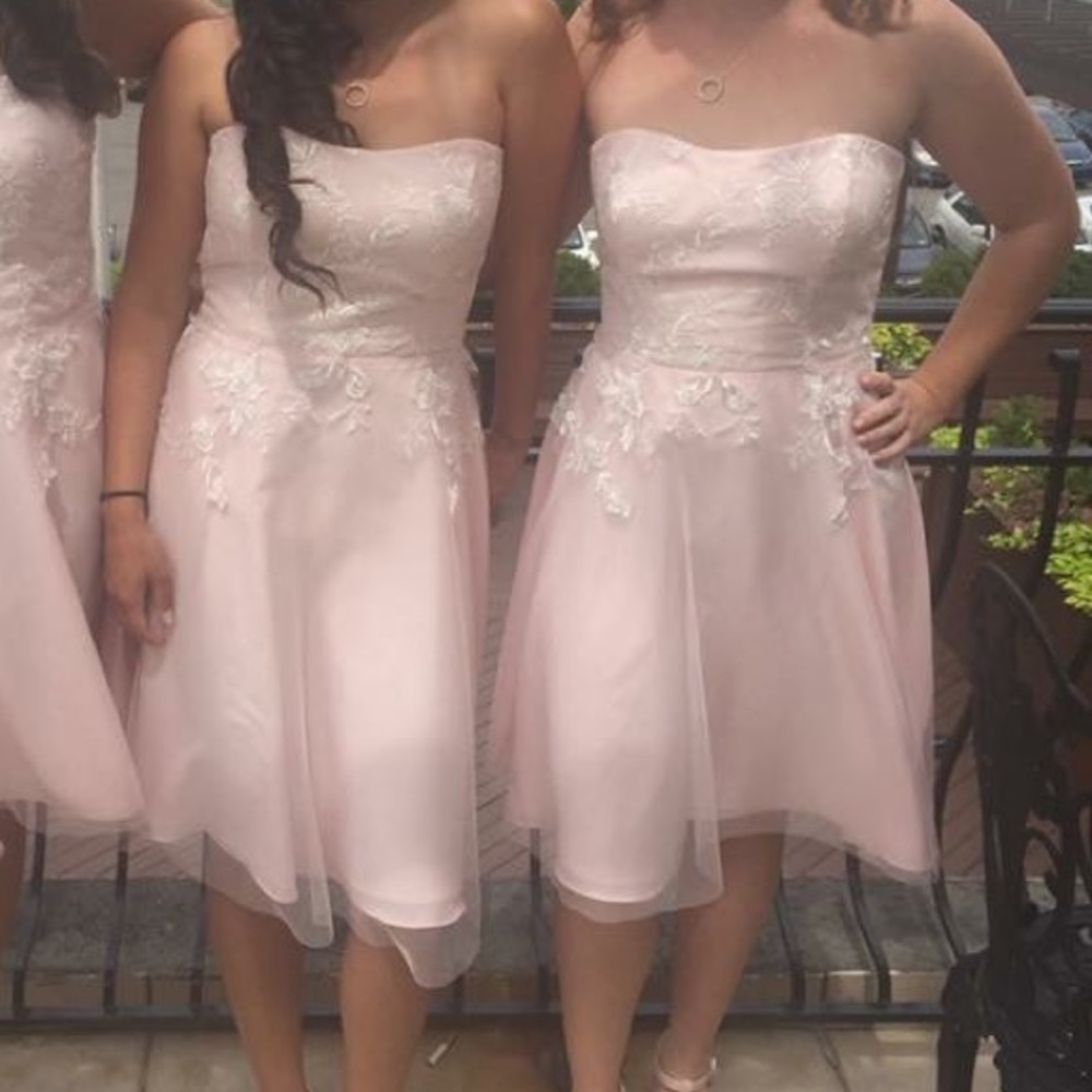 dress, blush with white lace detail, size 6
