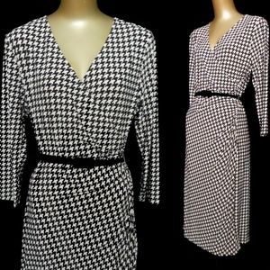 SOLD RL Ralph Lauren Houndstooth Faux Wrap Dress L