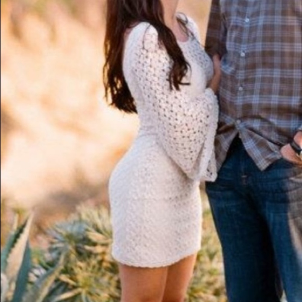 Free People Small Cream Crochet Dress Low Back
