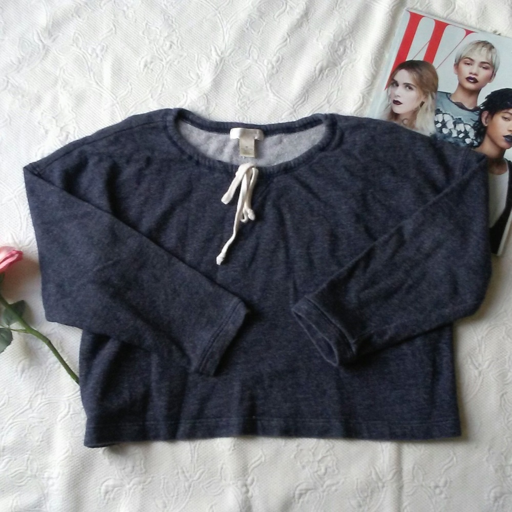Kenar Drawstring Collar Oversized Crop Sweatshirt