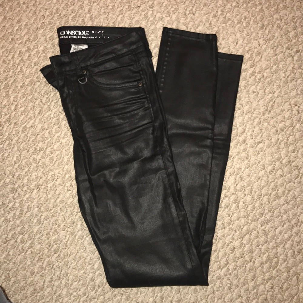 WAX BLACK SKINNY PANTS