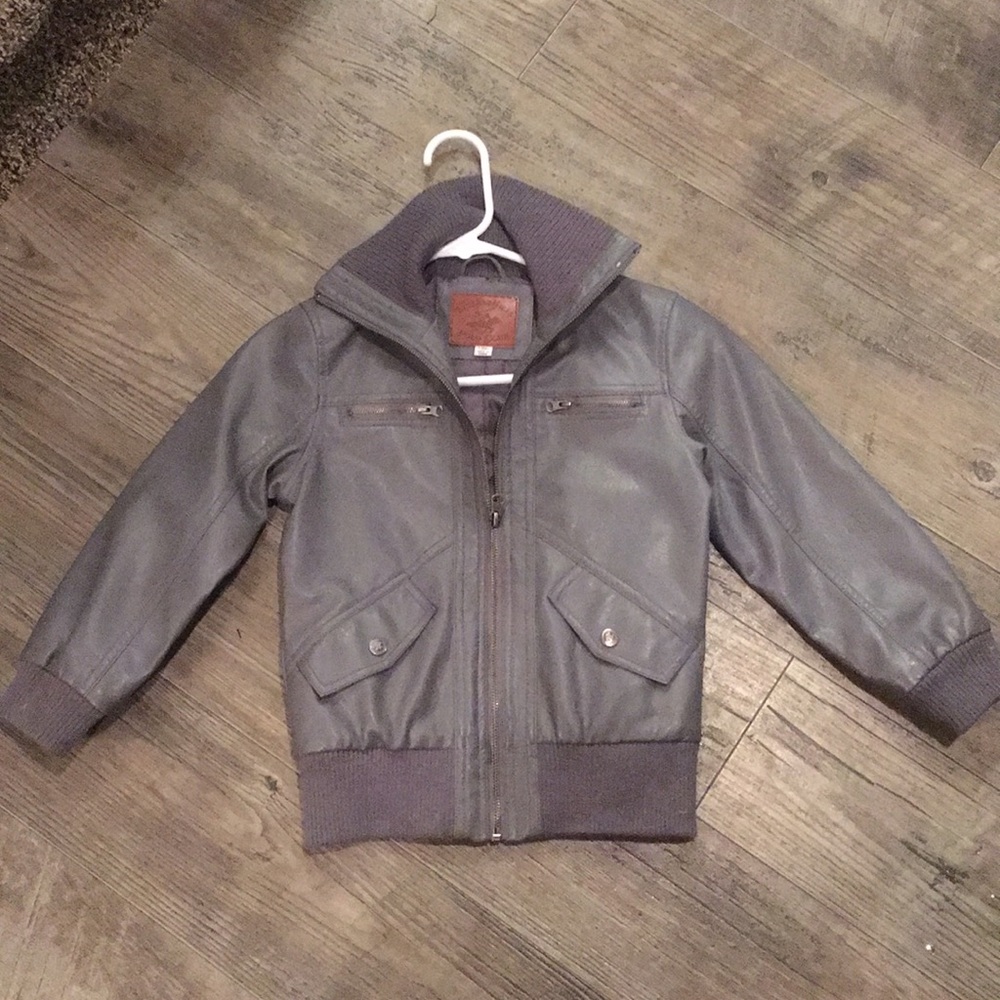 Gray leather bomber jacket size 6X