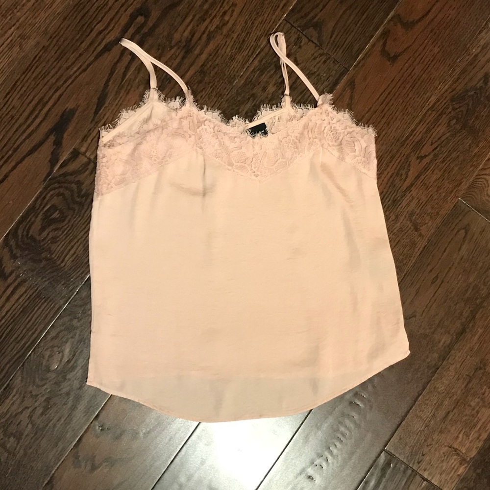 Pink Satin Cami with Lace Details
