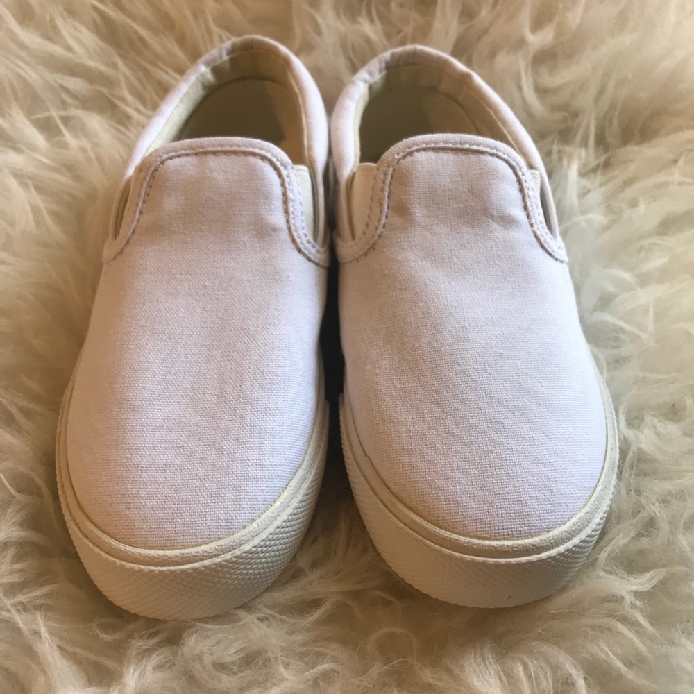 Girls white canvas slip ons