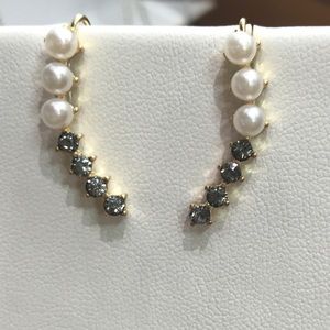 Swarovski dark crystal & Freshwater Pearls Earring