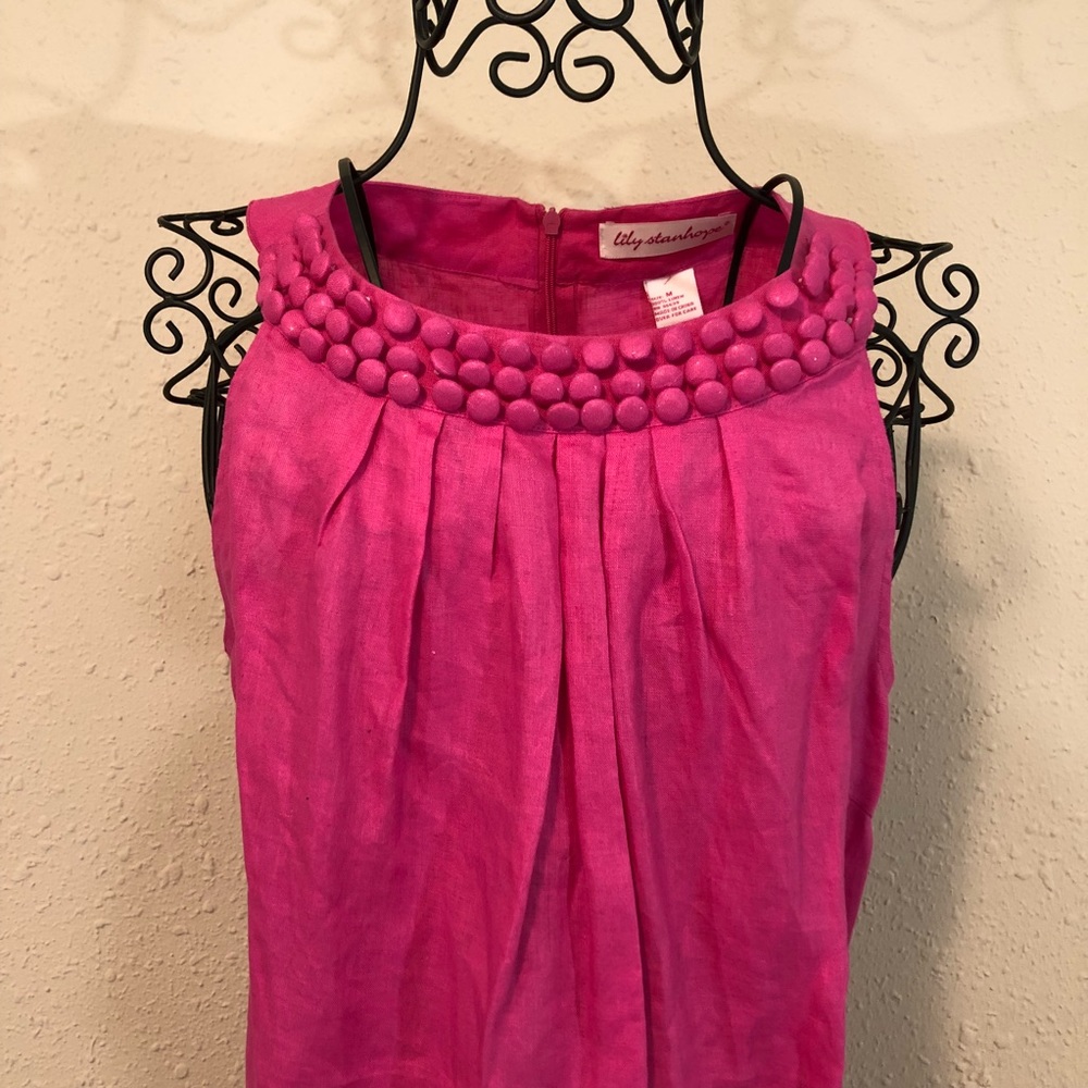 Lily Stanhope Pink Linen Tunic Tank Top