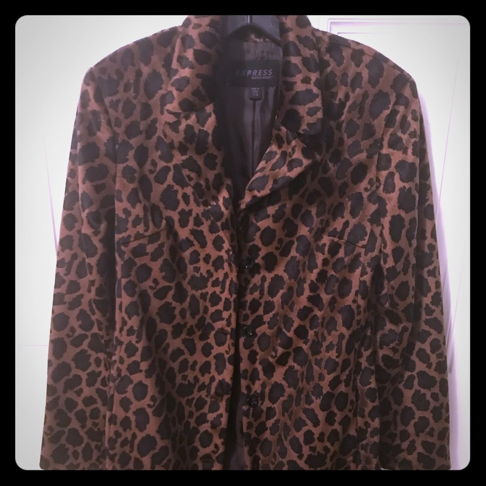 Express Faux Leopard trench coat