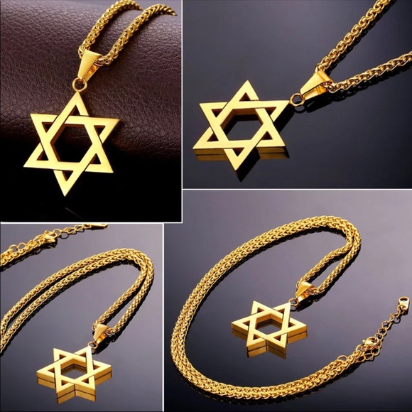 New 18k gold plated Magen Star necklace - Picture 1 of 2