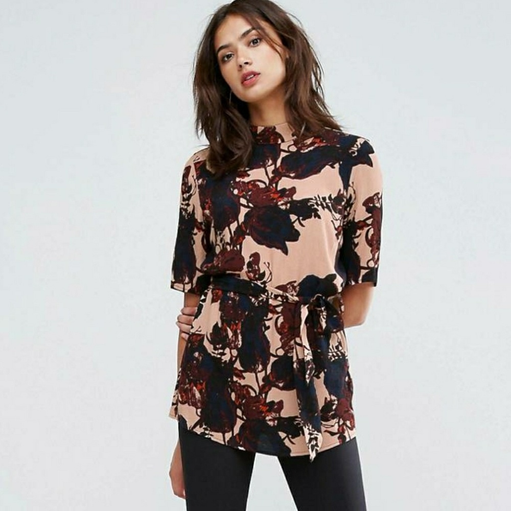 💥Y.A.S. Floral Print, Belted Blouse. US size LT💥