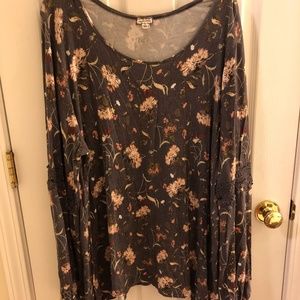 Size 2X dark gray with flowers long-sleeve top