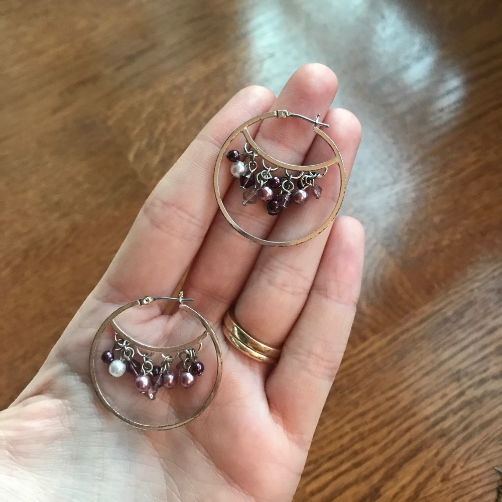 purple & silver hoop earrings ✨
