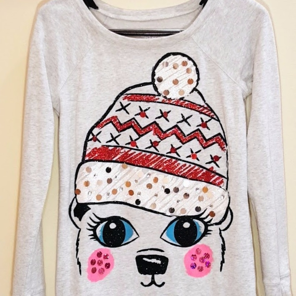 Justice Girls Christmas Sweater Grey/Gray Size 16
