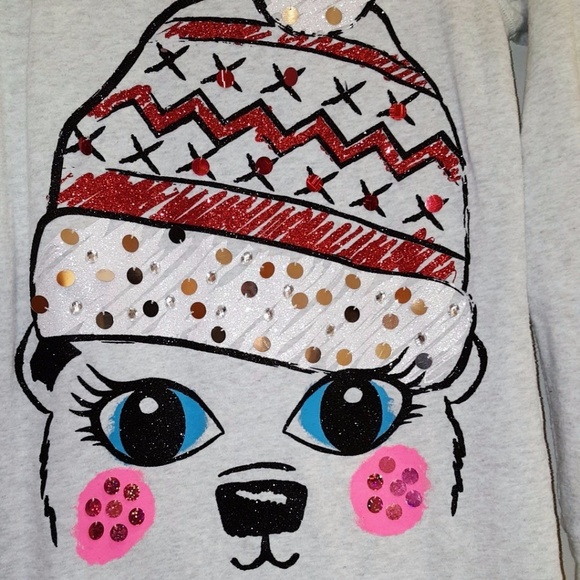 Justice Girls Christmas Sweater Grey/Gray Size 16 - Picture 2 of 4