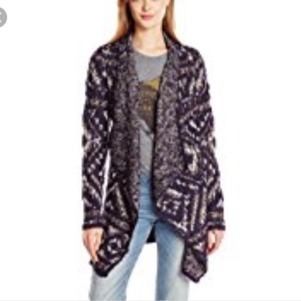 LUCKY BRAND tribal boucle knit cardigan