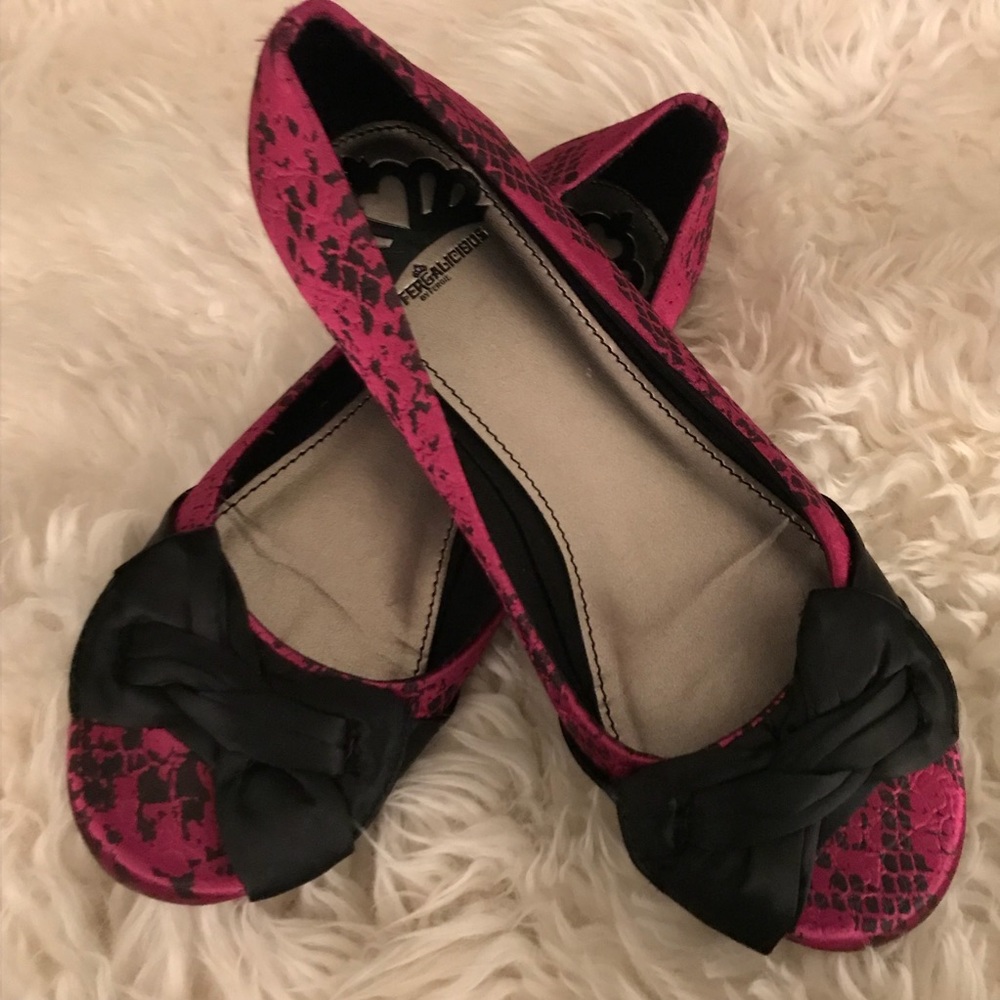 fergalicious pink and black flats