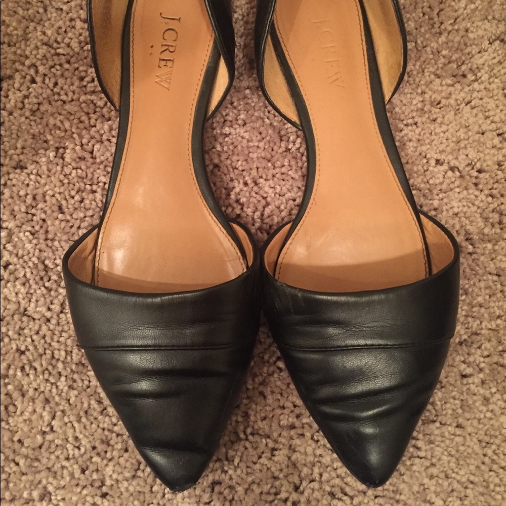 J Crew Black Leather Flats