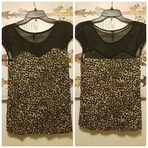 Leopard Print Mesh Top