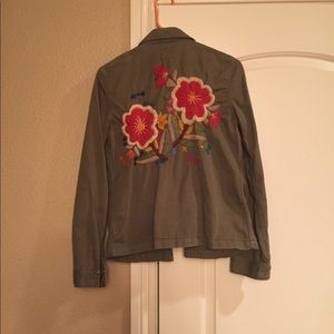 Lucky Brand shirt or jacket embroidered flowers