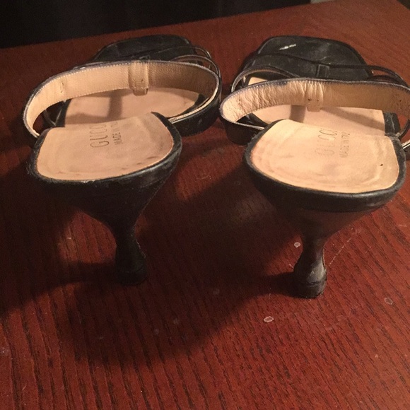 Gucci Authentic kitten heel straps sandals blk 8 - Picture 2 of 8