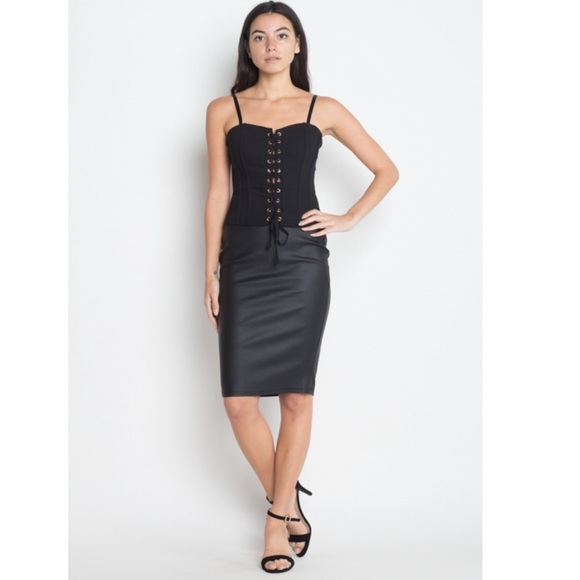 Dresses & Skirts - Vegan leather matte black pencil skirt