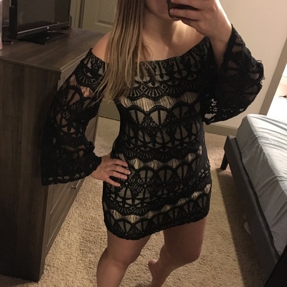 Lace Long Sleeve Dress Bell Sleeve - Picture 2 of 5